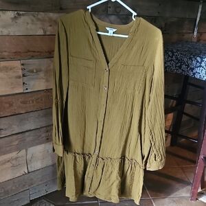 Olive Green Button-Down Dress